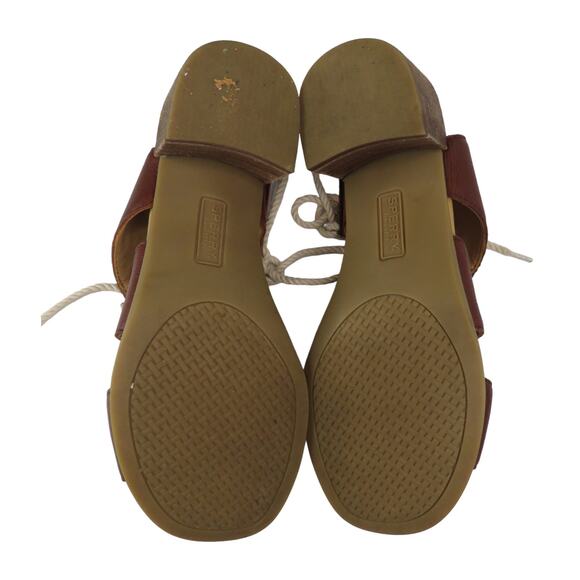Sperry Top Sider Vivienne Lia Leather Sandals Lace Up Block Heel Size 7 - Picture 5 of 9